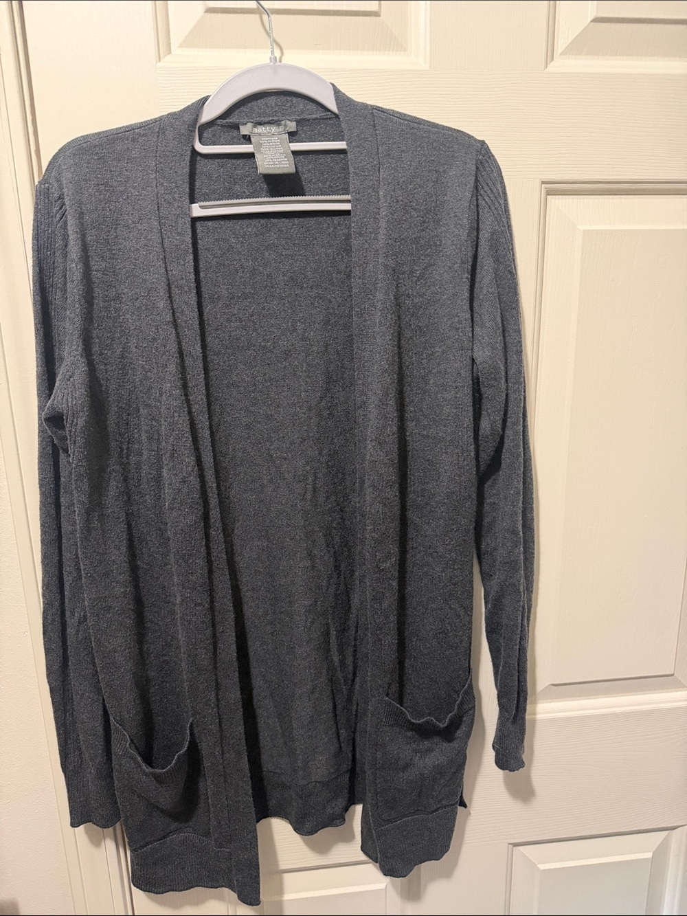 Matty M Charcoal Gray Open-Front Knit Cardigan